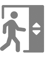 symbol of person getting in elevator on transparent background