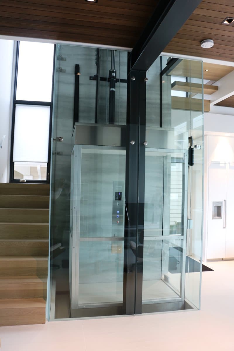 modern glass elevator installed in home