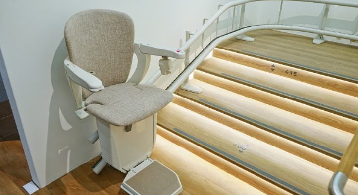 modern staircase with a stairlift