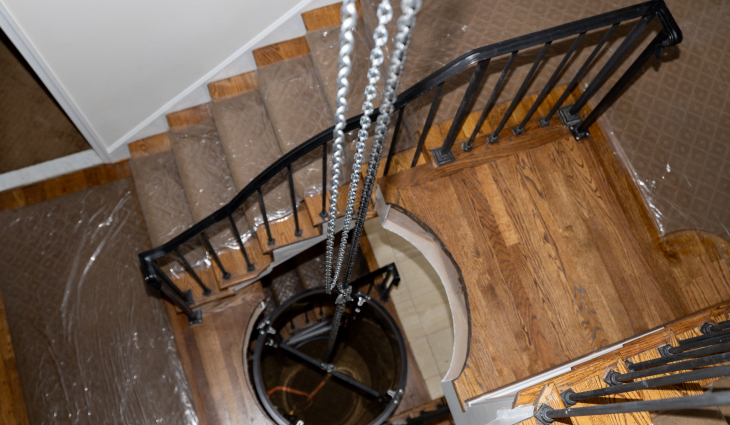 Construction of home elevator installation
