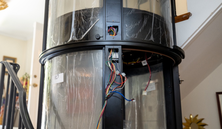 Close up of wires on home elevator