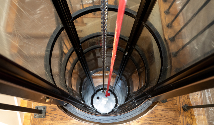 Birds eye view of elevator