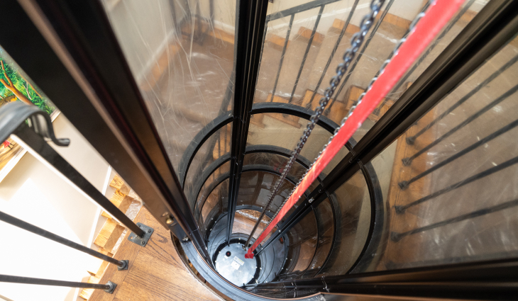 Inside of home elevator shaft